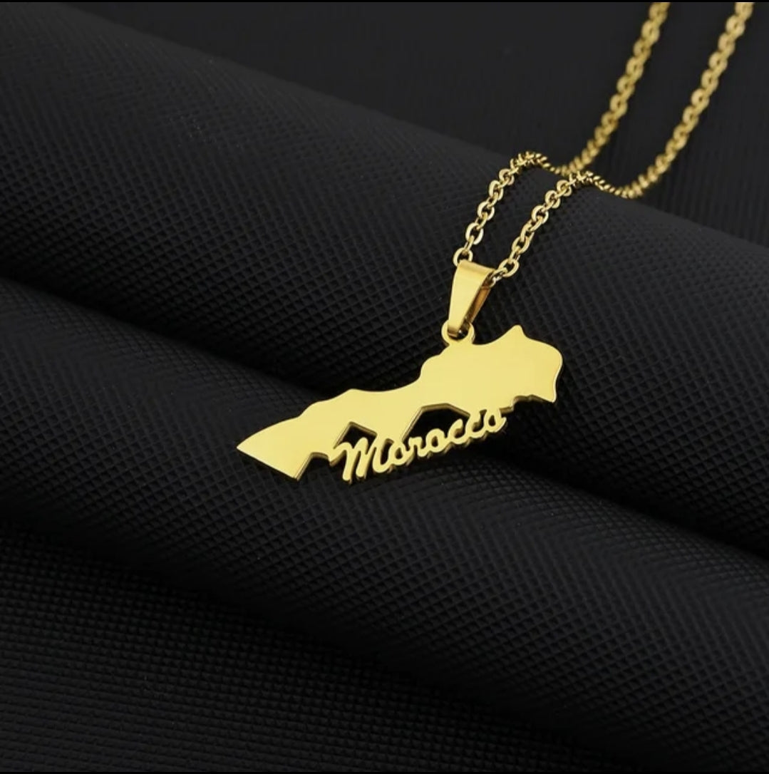 Moroccan flag pendant necklace