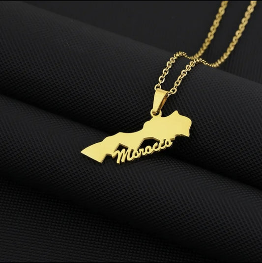 Moroccan flag pendant necklace