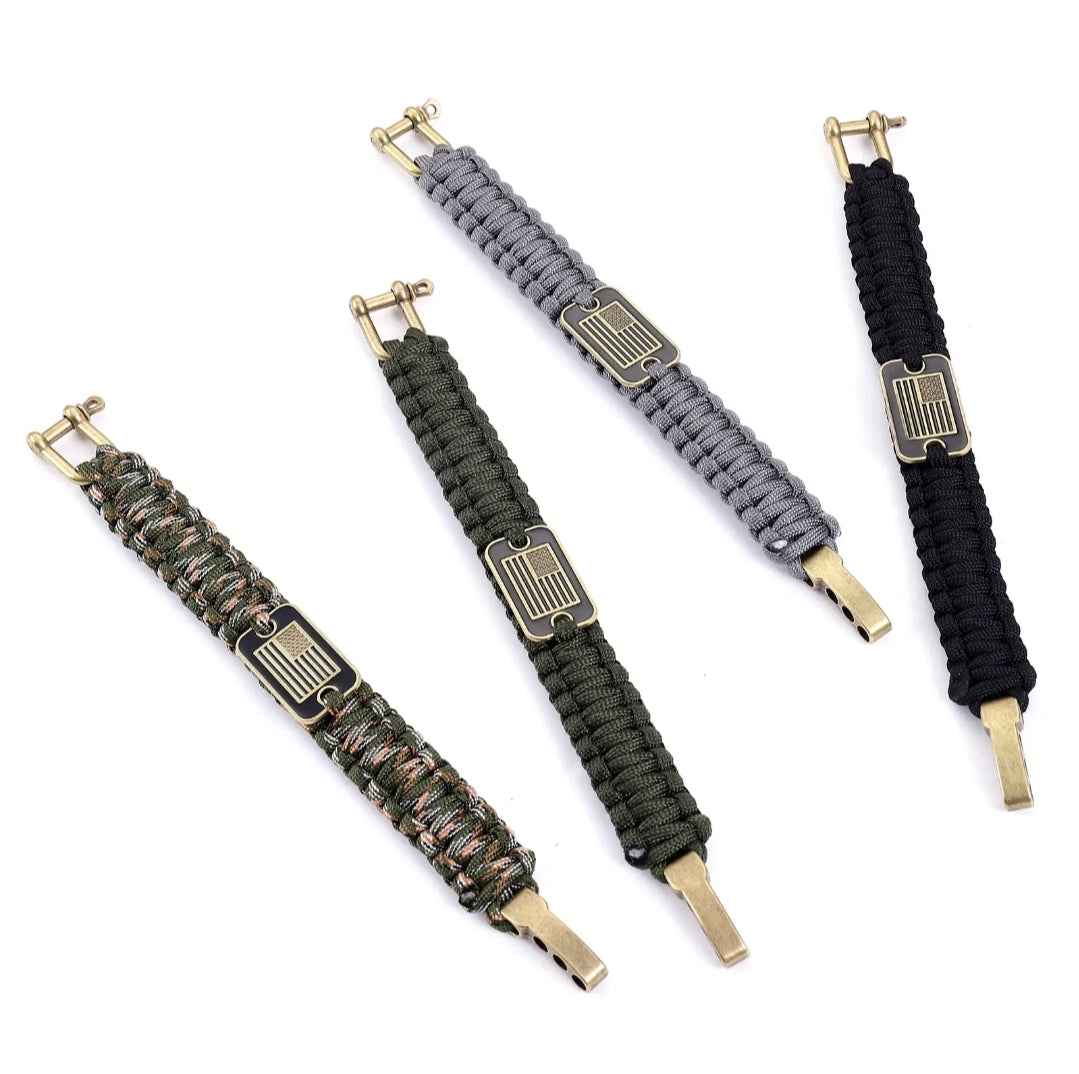 Paracord us flag bracelet for military, veterans and tactical.