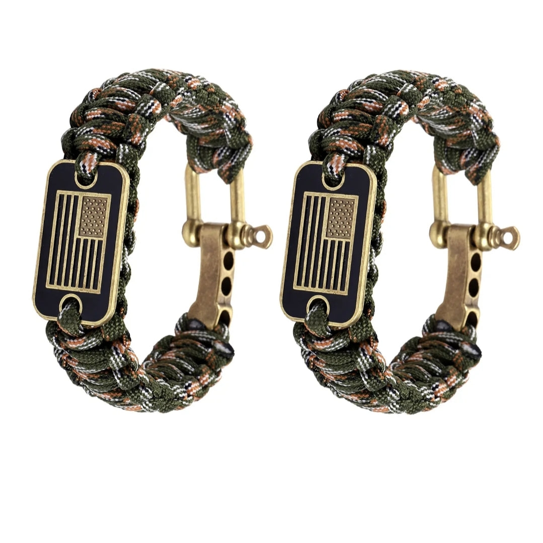 Paracord us flag bracelet for military, veterans and tactical.