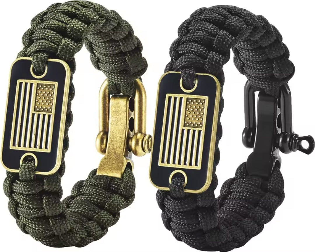 Paracord us flag bracelet for military, veterans and tactical.