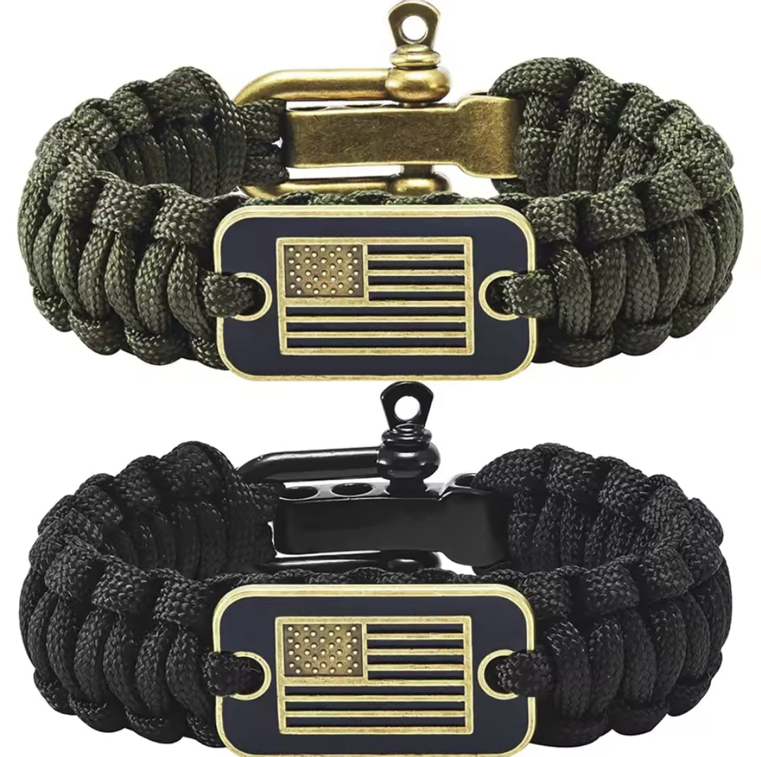 Paracord us flag bracelet for military, veterans and tactical.