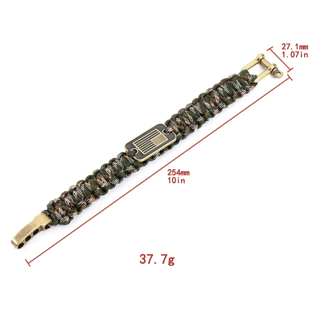 Paracord us flag bracelet for military, veterans and tactical.