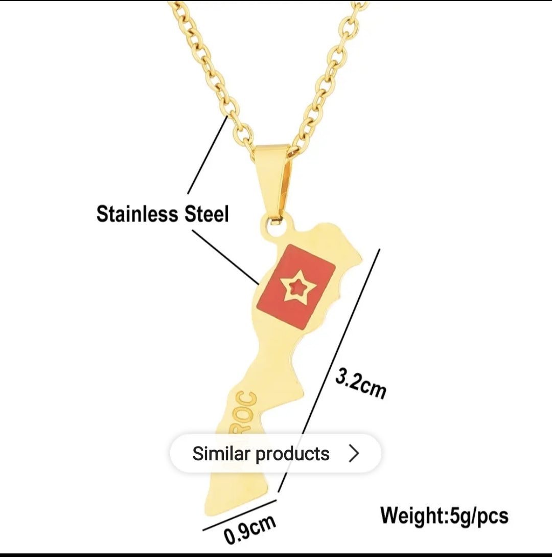 Moroccan flag pendant necklace