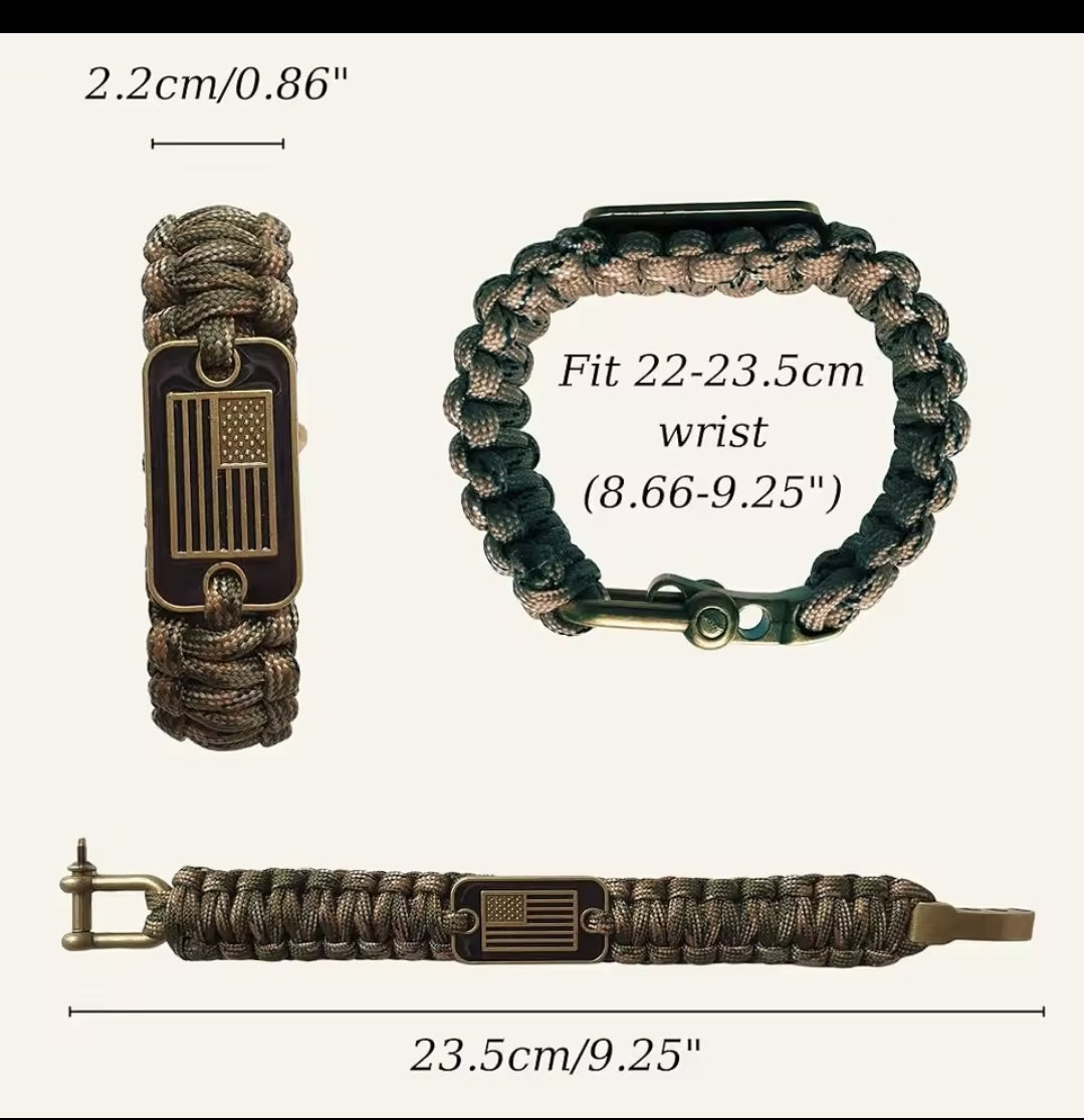 Paracord us flag bracelet for military, veterans and tactical.
