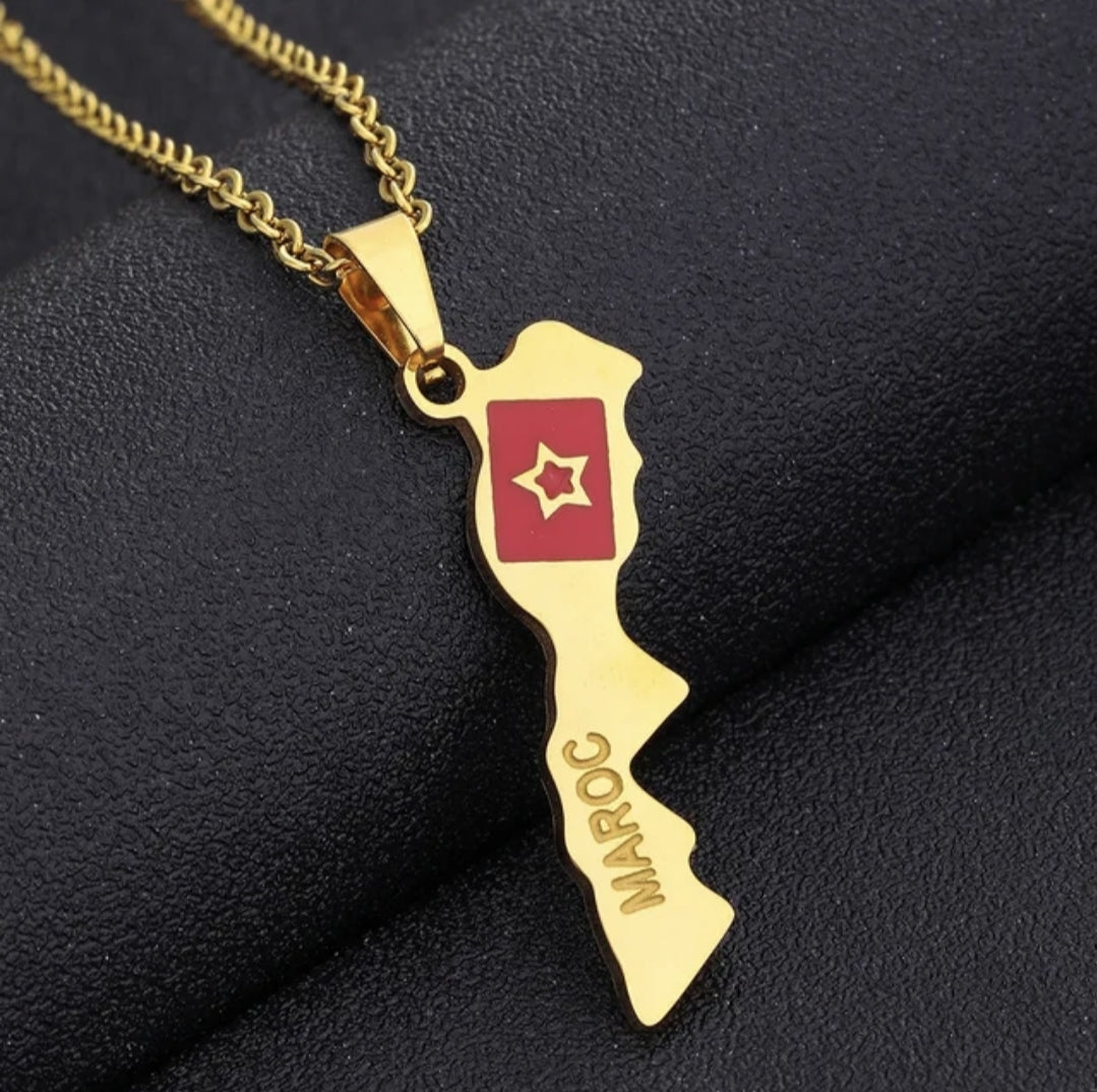 Moroccan flag pendant necklace