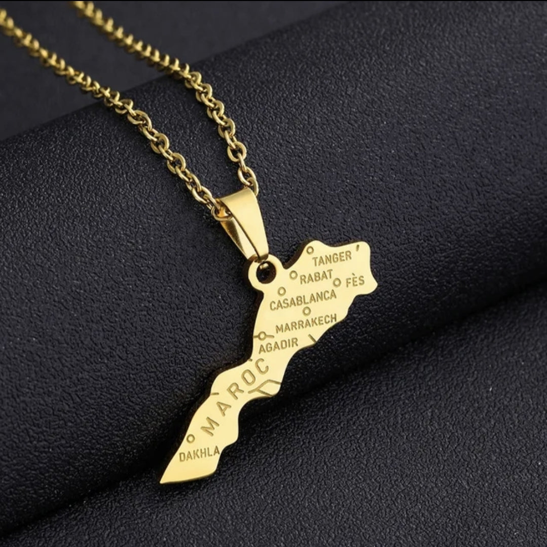 Moroccan flag pendant necklace