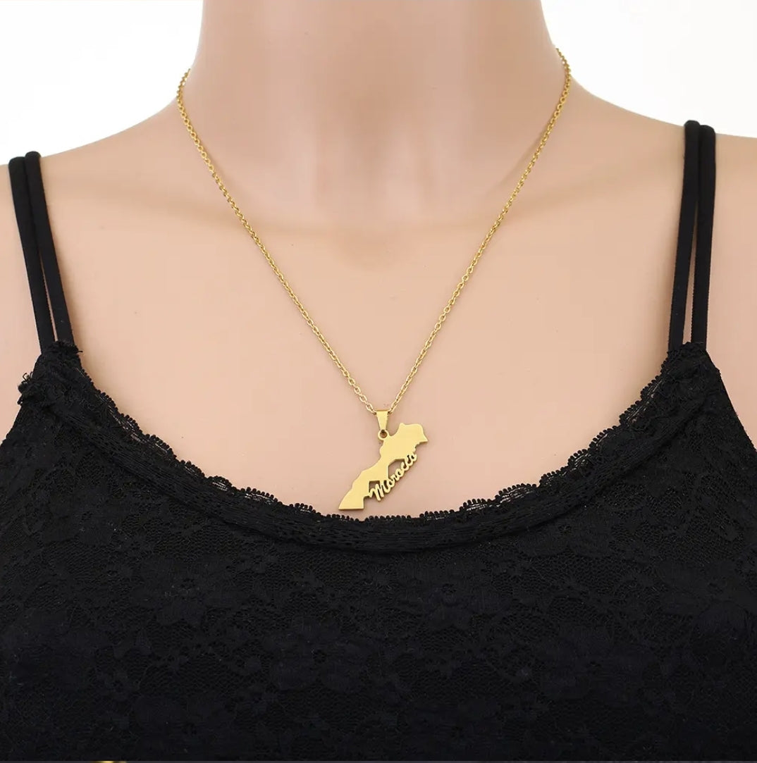 Moroccan flag pendant necklace
