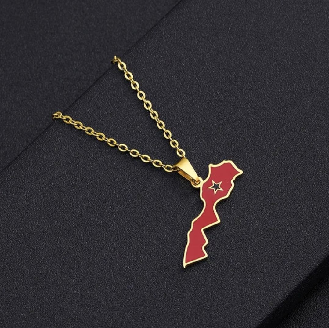 Moroccan flag pendant necklace