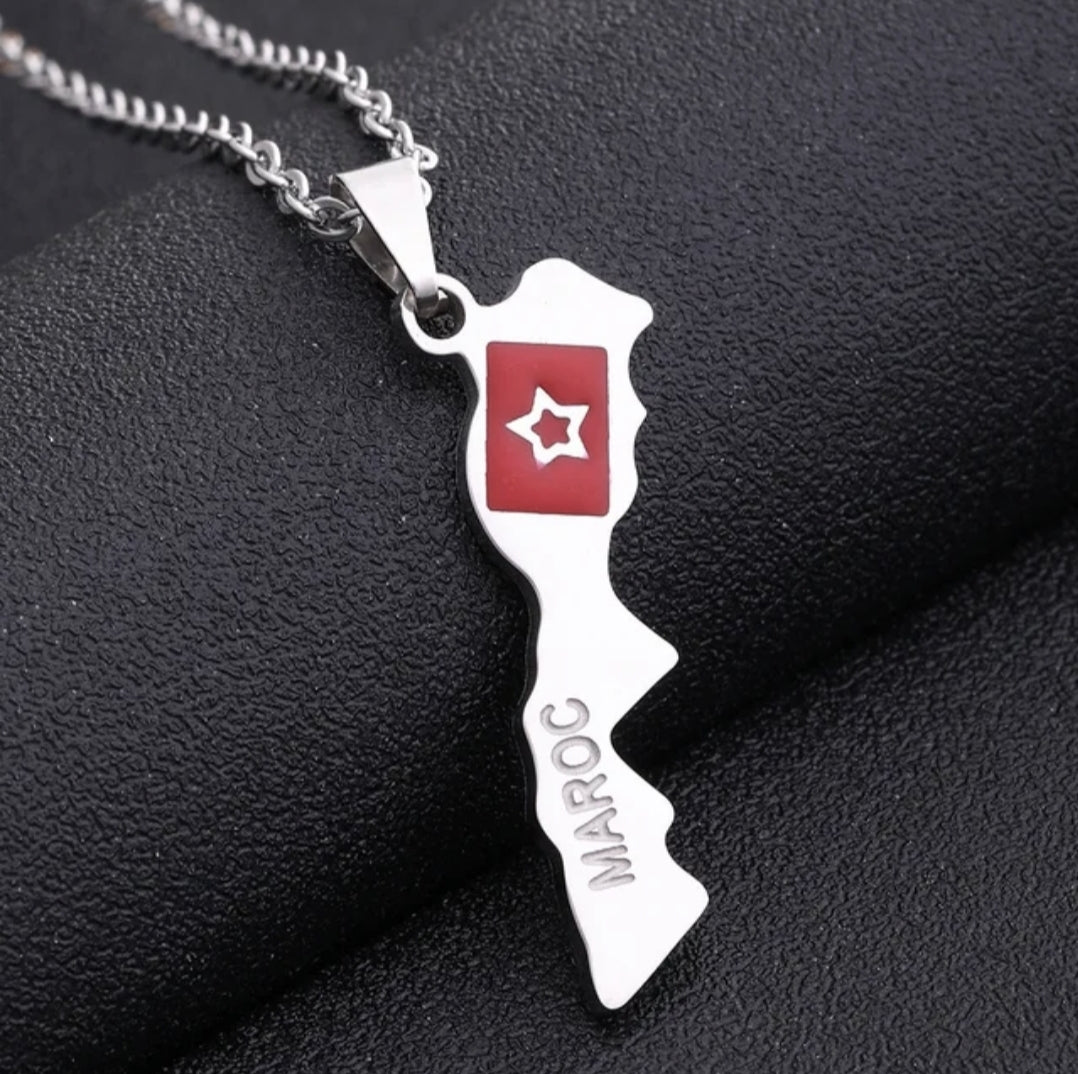 Moroccan flag pendant necklace